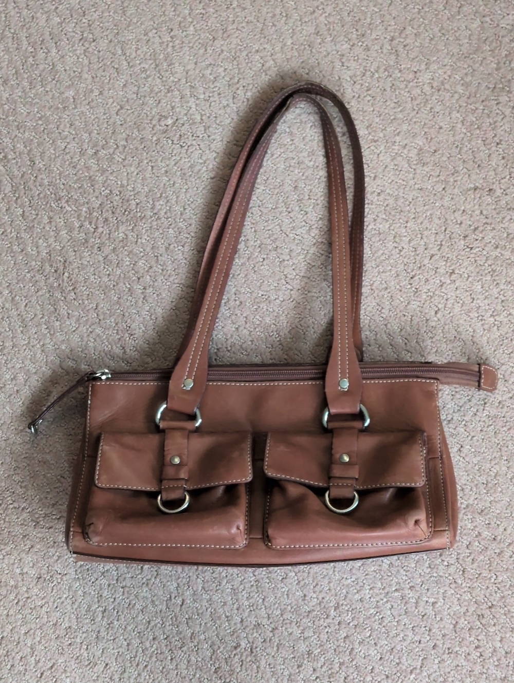 Vintage Fossil 1954 Cognac Brown Leather Shoulder Bag (#75082)